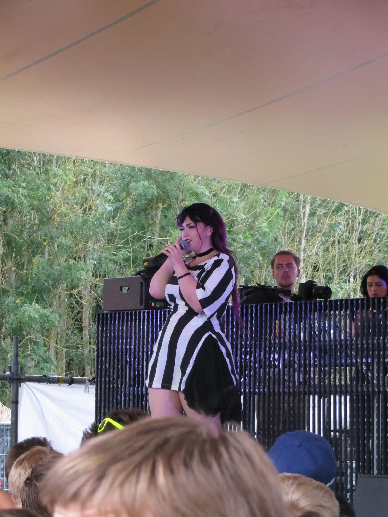 Vocalist Veela (Victoria Burnett) on stage at Liquicity Festival 2015, Diemerbos, Netherlands